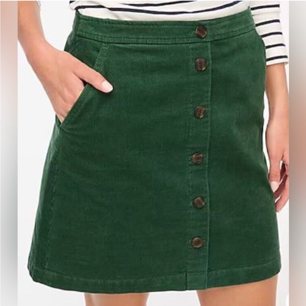 J. Crew Factory Forest Green Corduroy Mini Skirt size 6